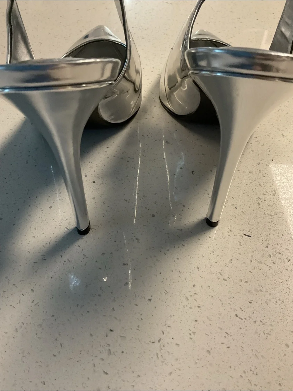 Nine West Silver Pointed Slingback Heels 11